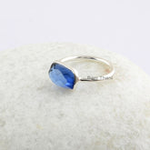 Blue Sapphire Quartz Handmade Ring - 925 Sterling Silver Bezel Ring - Ring for Women - Cushion Gemstone Ring - Birthstone Ring- Gift for Her